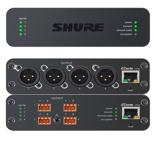 Shure 4-Channel Dante Audio Network Interface, Block Outputs