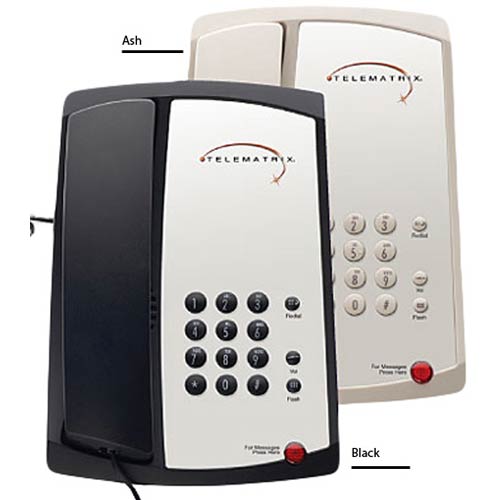 Telematrix 3100MWB B Single-Line Hospitality Hospitality Phone - Black