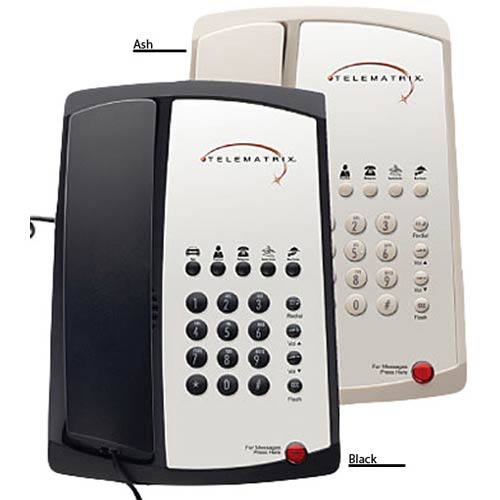 Telematrix 3100MW5 B Single-Line Hospitality Hospitality Phone with 5 Guest Service Buttons - Black