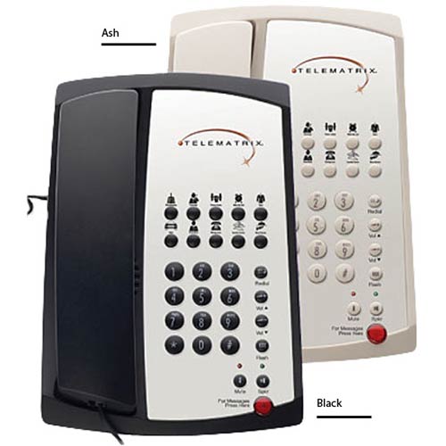 Telematrix 3100MWD A Single-Line Hospitality Speakerphone with 10 Guest Service Buttons - Ash