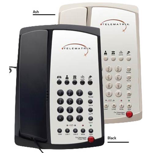 Telematrix 3102MWD5 B 2-Line Hospitality Hospitality Speakerphone with 5 Guest Service Buttons  - Black