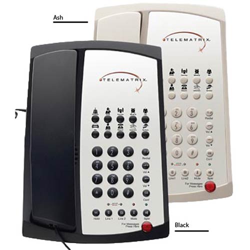 Telematrix 3102MWD A 2-Line Hospitality Speakerphone with 10 Guest Service Buttons  - Ash