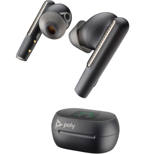 HP Poly Voyager Free 60+ with Touchscreen Charge Case, USB-A, White Sand, Teams