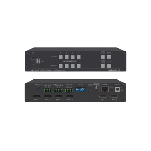 Kramer VS-42H2 4x2 4K HDMI 2.0 matrix switcher, Black