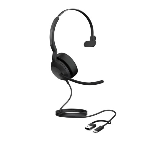 Jabra Evolve2 50 USB C/A - MS - Mono, Black, On the ear, One Ear, Mono, USB