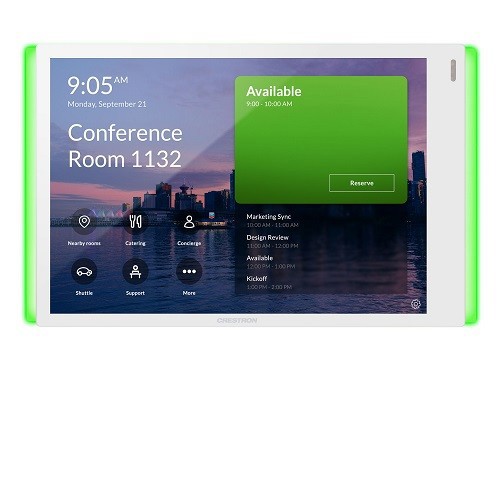 Crestron 7 in. Room Scheduling Touch Screen for Microsoft Teams Software, White Smooth, includes one TSW-770-LB-W-S light bar