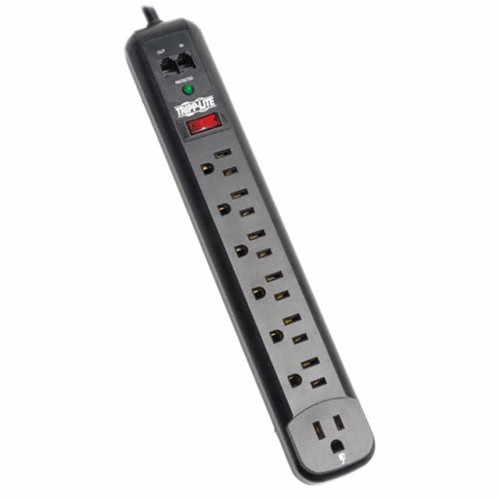 Tripp Lite Power Strip 7 Outlet Surge Protector - 6 Ft Right Angle RK11 Black
