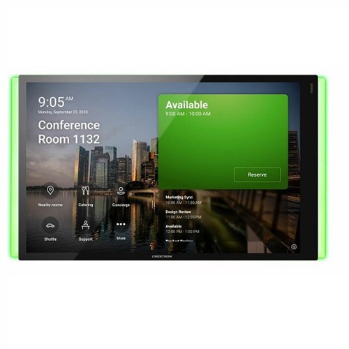 Crestron 10.1 in. Room Scheduling Touch Screen for Microsoft Teams Software, Black Smooth, includes one TSW-1070-LB-B-S light bar