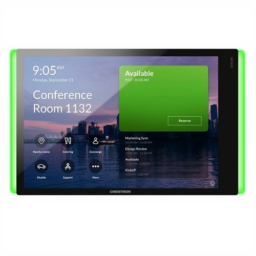 Crestron 7 in. Room Scheduling Touch Screen for Microsoft Teams Software, Black Smooth, includes one TSW-770-LB-B-S light bar